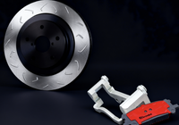 BREMBO BRAKE PADS + PREMIUM OE SLOTTED ROTORS + BRACKET (CALIPER ADAPTOR) KIT TO SUIT 322mm ROTORS FOR FALCON FORD BA BF FG