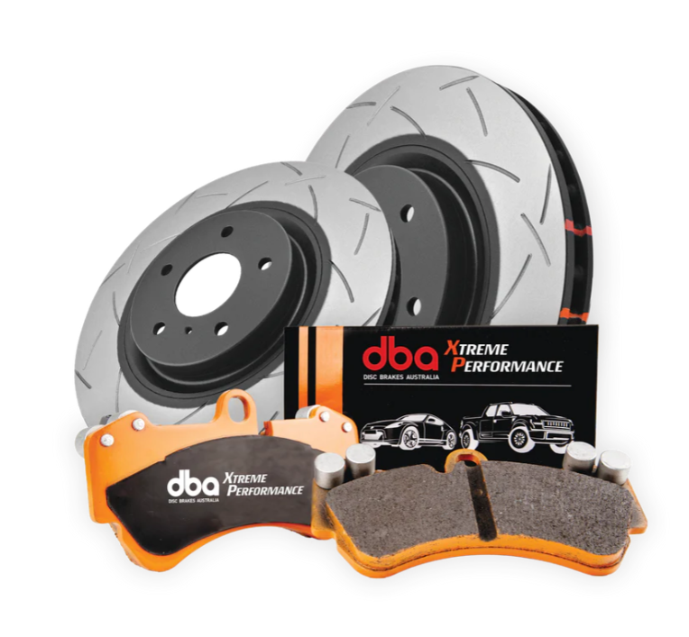 BRAKE UPGRADE DEAL FOR TOYOTA LAND CRUISER LC200 (FRONT BRAKE OE UPGRADE) DBA T3 4000 SERIES SLOTTED ROTORS + DBA XTREME PERFORMANCE BRAKE PADS (18'' wheels version )
