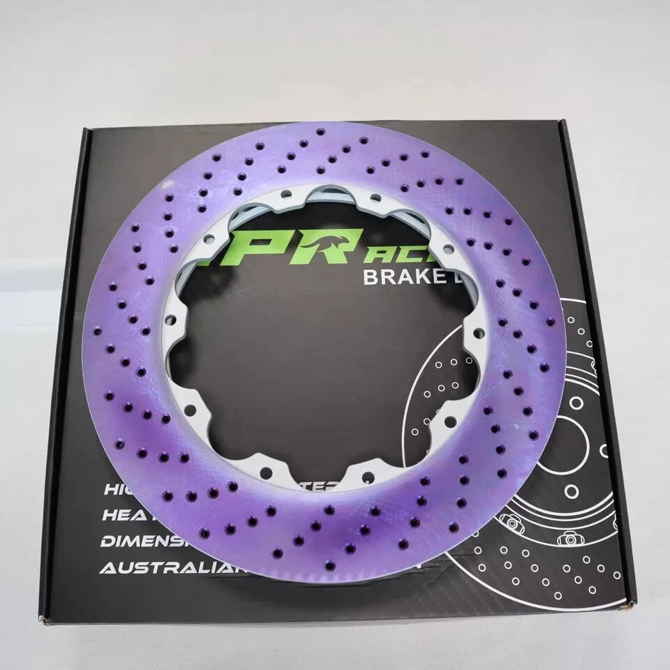 KPR BRAKES 2 -PIECE DRILLED FLAT DISC ROTORS /RING 355MM FOR AP RACING BREMBO