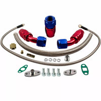 UNIVERSAL T3 TURBOCHARGER 500HP T04E T3T4 TURBO + TURBO BRAIDED LINE FULL KIT
