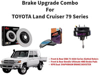 FRONT + REAR - FULL PREMIUM BRAKE ROTORS + BENDIX PADS + BRAKE BOOSTER upgrade KIT SUITS TOYOTA LandCruiser 76 78 79 Series-VDJ79R VDJ76 VDJ78