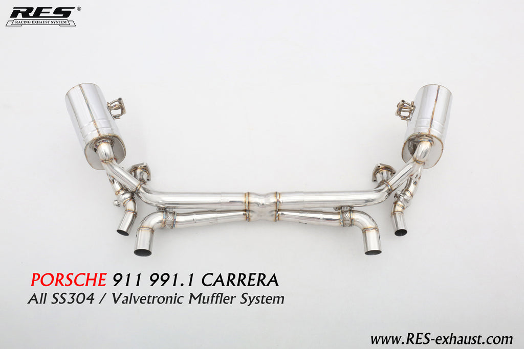 RES SS304, Rear Section+Four Tips (NO Remote Control Kit) FIT Porsche 911 (991/997) 3.4NA / 3.8NA 2012-2015 991.1