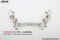 RES SS304, Valvetronic Rear Section+Four Tips+Remote Control Kits FIT Porsche 911 (991/997) 3.4NA / 3.8NA 2012-2015 991.1