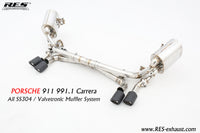 RES SS304, Valvetronic Rear Section+Four Tips+Remote Control Kits FIT Porsche 911 (991/997) 3.4NA / 3.8NA 2012-2015 991.1