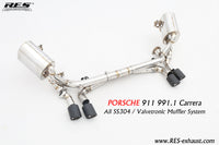 RES SS304, Valvetronic Rear Section+Four Tips+Remote Control Kits FIT Porsche 911 (991/997) 3.4NA / 3.8NA 2012-2015 991.1
