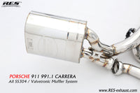RES SS304, Rear Section+Four Tips (NO Remote Control Kit) FIT Porsche 911 (991/997) 3.4NA / 3.8NA 2012-2015 991.1