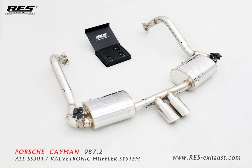 RES SS304, Valvetronic Rear Section+Two Middle Tips+Remote Control Kits FIT Porsche Cayman / Boxster 987 2.7NA / 2.9NA / 3.4NA 2008-2012
