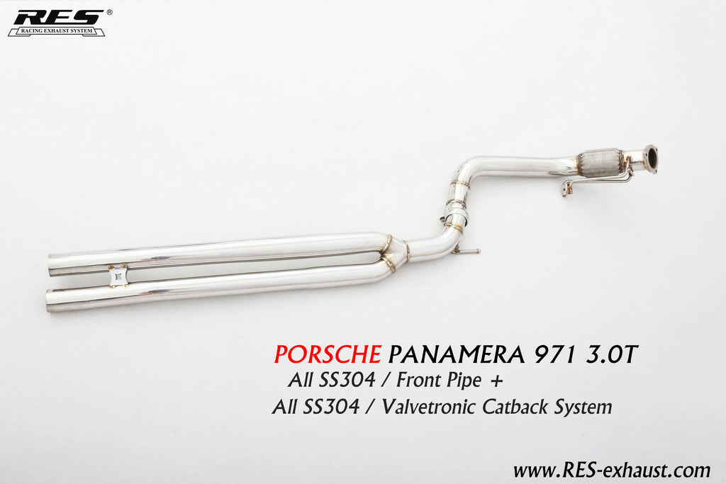 RES SS304, Mid Pipe+Valvetronic Rear Section+Four Tips+Remote Control Kits FIT Porsche Panamera 971 3.0T 2017