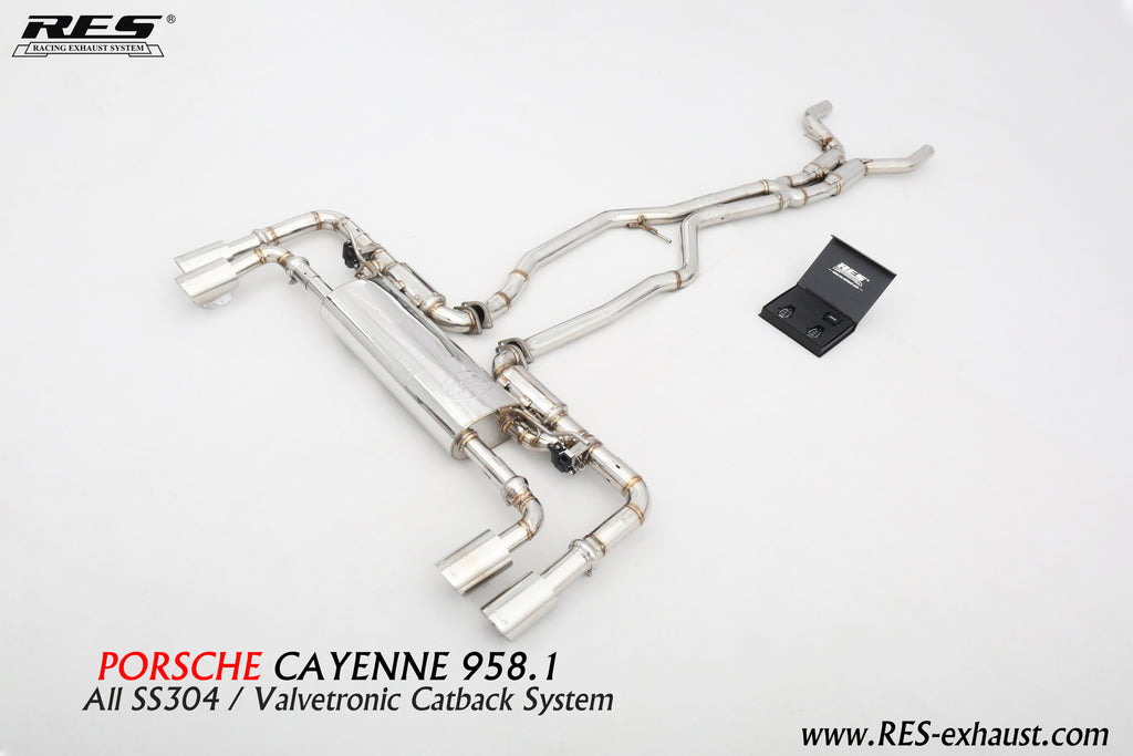 RES SS304, Mid Pipe+Rear Section+Four Tips (NO Remote Control Kit) FIT Porsche Cayenne 958 3.0T / 4.8T / 3.6NA(USA Mode) / 4.8NA 2011-2014