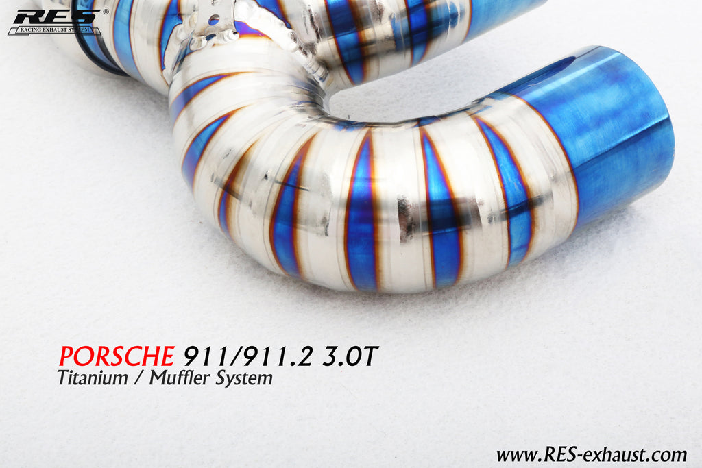 RES SS304, Sport Cat Downpipe+Valvetronic Rear Section+Four Tips+Remote Control Kits FIT Porsche 911 (991/997) Carrera 3.0T Carrera S 3.0T Carrera 4S 3.0T 2016-2017 991.2 Titanium