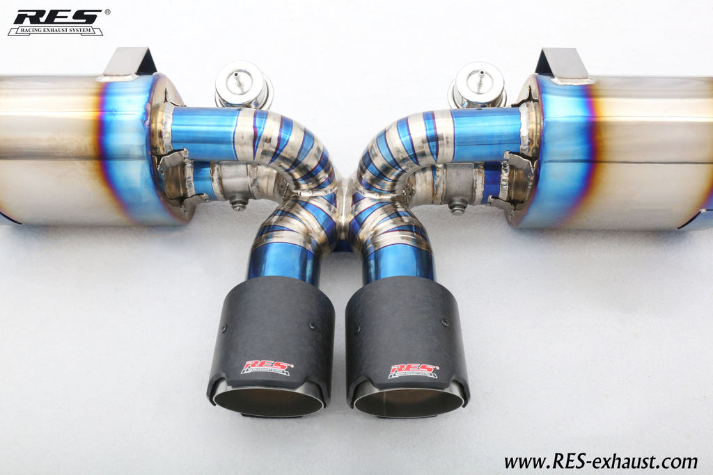 RES SS304, Valvetronic Rear Section+Two Middle Tips+Remote Control Kits FIT Porsche 911 GT3/RS 4 2015 Titanium