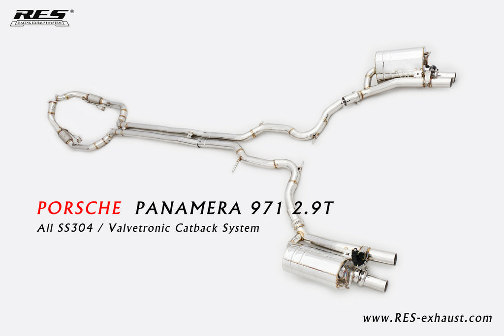 RES SS304, Front Pipe+Mid Pipe+Valvetronic Rear Section+Four Tips+Remote Control Kits FIT Porsche Panamera 971 2.9T 2017