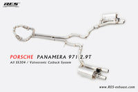 RES SS304, Front Pipe+Mid Pipe+Valvetronic Rear Section+Four Tips+Remote Control Kits FIT Porsche Panamera 971 2.9T 2017