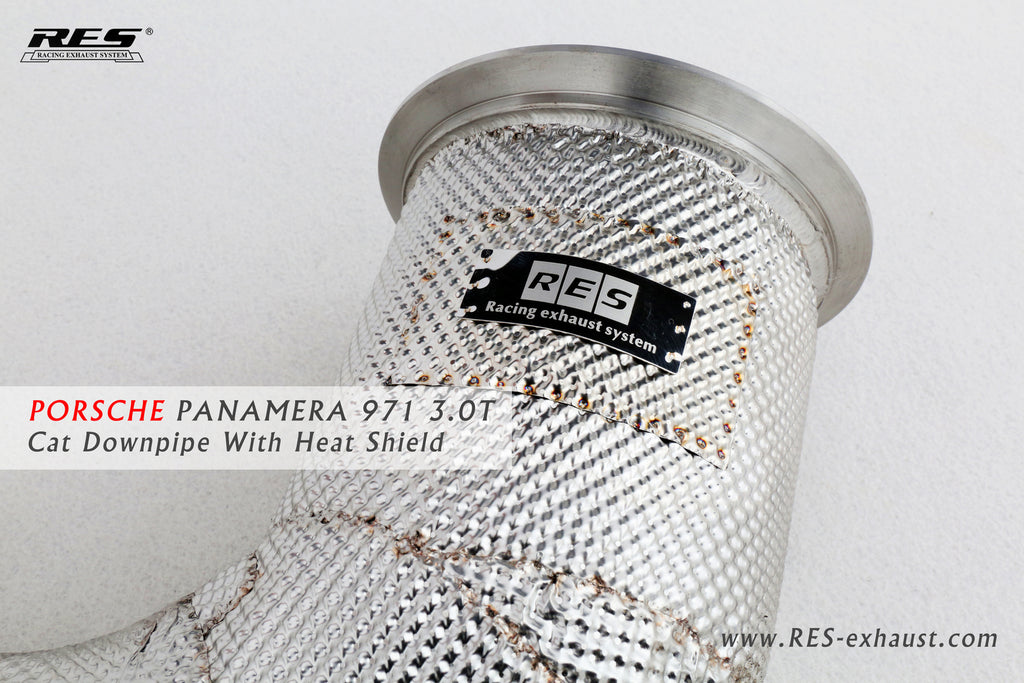 RES SS304, Sport Cat Downpipe With Heat Protector FIT Porsche Panamera 971 3.0T 2017