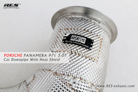 RES SS304, Sport Cat Downpipe With Heat Protector FIT Porsche Panamera 971 3.0T 2017