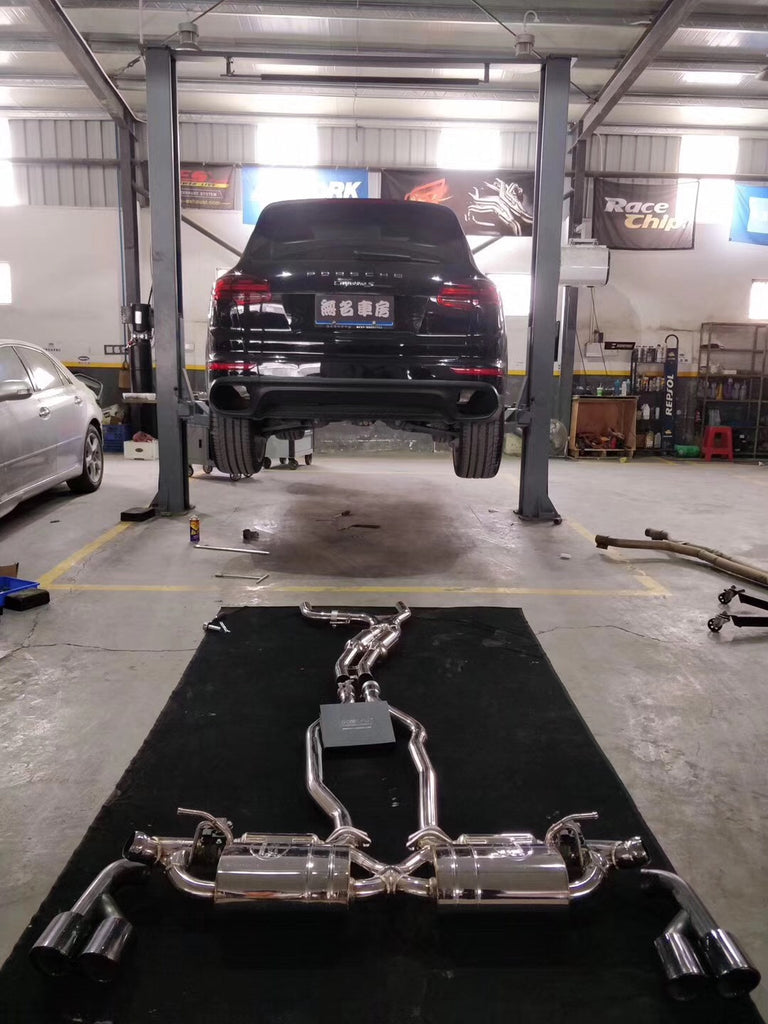 RES SS304, Mid Pipe+Rear Section+Four Tips (NO Remote Control Kit) FIT Porsche Cayenne 958 3.0T / 3.6T 2015-2017