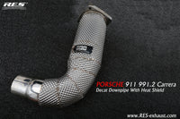 RES SS304, Sport Cat Downpipe With Heat Protector FIT Porsche 911 (991/997) Carrera S / 4S 3.0T 2016-2017 991.2