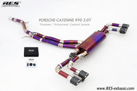 RES SS304, Front Pipe+Mid Pipe+Valvetronic Rear Section+Four Tips+Remote Control Kits FIT Porsche Cayenne E3 3.0T 2018+ Titanium