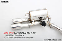 RES SS304, Mid Pipe+Valvetronic Rear Section+Four Tips+Remote Control Kits FIT Porsche Panamera 971 3.0T 2017