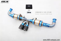 RES SS304, Valvetronic Rear Section+Two Middle Tips+Remote Control Kits FIT Porsche 911 GT3/RS 4 2015 Titanium
