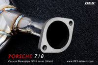 RES SS304, Catless Downpipe With Heat Protector FIT Porsche Cayman / Boxster 718 2.0T/2.5T/2.5 2016
