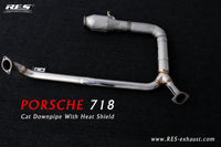 RES SS304, Sport Cat Downpipe With Heat Protector FIT Porsche Cayman / Boxster 718 2.0T/2.5T/2.5 2016