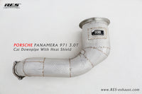 RES SS304, Sport Cat Downpipe With Heat Protector FIT Porsche Panamera 971 3.0T 2017