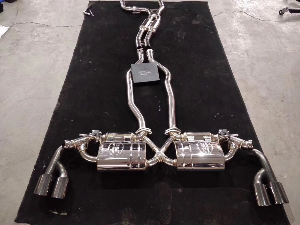 RES SS304, Mid Pipe+Valvetronic Rear Section+Four Tips+Remote Control Kits FIT Porsche Cayenne 958 3.0T / 3.6T 2015-2017