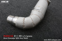 RES SS304, Sport Cat Downpipe With Heat Protector FIT Porsche 911 (991/997) Carrera 3.0T 2016-2017 991.2
