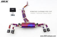 RES SS304, Front Pipe+Mid Pipe+Valvetronic Rear Section+Four Tips+Remote Control Kits FIT Porsche Cayenne E3 3.0T 2018+ Titanium