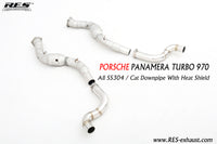 RES SS304, Sport Cat Downpipe With Heat Protector FIT Porsche Panamera 970 3.6NA 2010-2013
