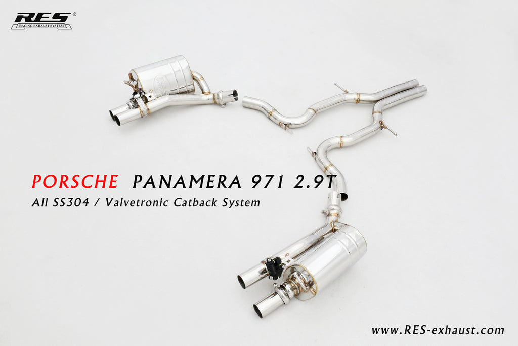 RES SS304, Mid Pipe+Valvetronic Rear Section+Four Tips+Remote Control Kits FIT Porsche Panamera 971 2.9T 2019