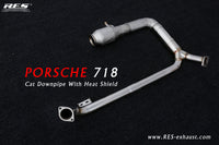 RES SS304, Sport Cat Downpipe With Heat Protector FIT Porsche Cayman / Boxster 718 2.0T/2.5T/2.5 2016