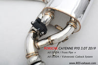 RES SS304, Front Pipe+Mid Pipe+Valvetronic Rear Section+Four Tips+Remote Control Kits FIT Porsche Cayenne E3 3.0T 2018+