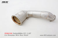 RES SS304, Sport Cat Downpipe With Heat Protector FIT Porsche Panamera 971 3.0T 2017