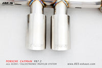 RES SS304, Valvetronic Rear Section+Two Middle Tips+Remote Control Kits FIT Porsche Cayman / Boxster 987 2.7NA / 2.9NA / 3.4NA 2008-2012