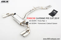 RES SS304, Front Pipe+Mid Pipe+Valvetronic Rear Section+Four Tips+Remote Control Kits FIT Porsche Cayenne E3 3.0T 2018+