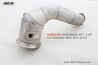 RES SS304, Sport Cat Downpipe With Heat Protector FIT Porsche Panamera 971 3.0T 2017