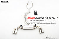 RES SS304, Front Pipe+Mid Pipe+Valvetronic Rear Section+Four Tips+Remote Control Kits FIT Porsche Cayenne E3 3.0T 2018+