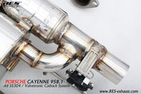 RES SS304, Mid Pipe+Rear Section+Four Tips (NO Remote Control Kit) FIT Porsche Cayenne 958 3.0T / 4.8T / 3.6NA(USA Mode) / 4.8NA 2011-2014