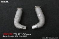 RES SS304, Sport Cat Downpipe With Heat Protector FIT Porsche 911 (991/997) Carrera 3.0T 2016-2017 991.2