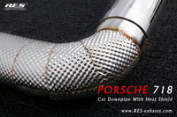 RES SS304, Sport Cat Downpipe With Heat Protector FIT Porsche Cayman / Boxster 718 2.0T/2.5T/2.5 2016