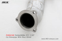 RES SS304, Sport Cat Downpipe With Heat Protector FIT Porsche Panamera 971 3.0T 2017