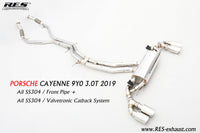 RES SS304, Front Pipe+Mid Pipe+Valvetronic Rear Section+Four Tips+Remote Control Kits FIT Porsche Cayenne E3 3.0T 2018+