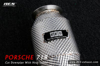 RES SS304, Sport Cat Downpipe With Heat Protector FIT Porsche Cayman / Boxster 718 2.0T/2.5T/2.5 2016