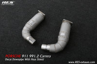 RES SS304, Sport Cat Downpipe With Heat Protector FIT Porsche 911 (991/997) Carrera S / 4S 3.0T 2016-2017 991.2
