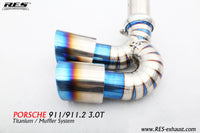 RES SS304, Sport Cat Downpipe+Valvetronic Rear Section+Four Tips+Remote Control Kits FIT Porsche 911 (991/997) Carrera 3.0T Carrera S 3.0T Carrera 4S 3.0T 2016-2017 991.2 Titanium