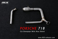 RES SS304, Sport Cat Downpipe With Heat Protector FIT Porsche Cayman / Boxster 718 2.0T/2.5T/2.5 2016