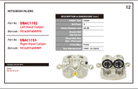 DBA Street Series Brake Caliper FRONT (A PAIR) FOR Mitusbishi Pajero MN/NP/NS/NT