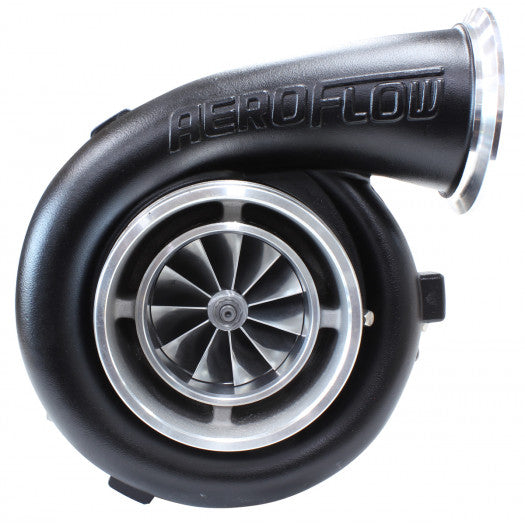 Aeroflow BOOSTED 8077 1.15 Turbocharger 1250HP, Hi Temp Black Finish External Wastegate, T4 Twin Entry Inlet Flange, V-Band Exhaust Flange